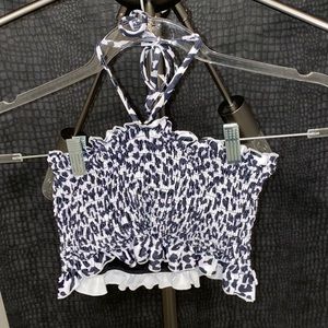 Cheetah Black, white & purple Swimsuit Top